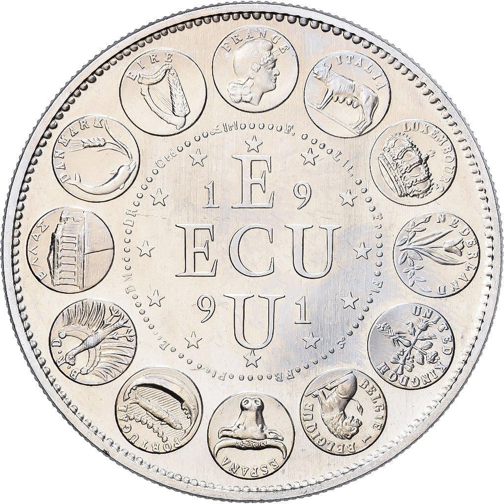 Francia, medaglia, Ecu Europa, Marianne, 1991, MDP, Rame-nichel, Rodier, FDC