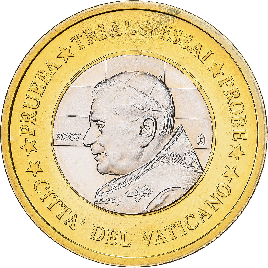 Vatican, Benedict XVI, 1 Euro, Trial, 2007, Waldaschaff, Bi-Metallic, MS(65-70)