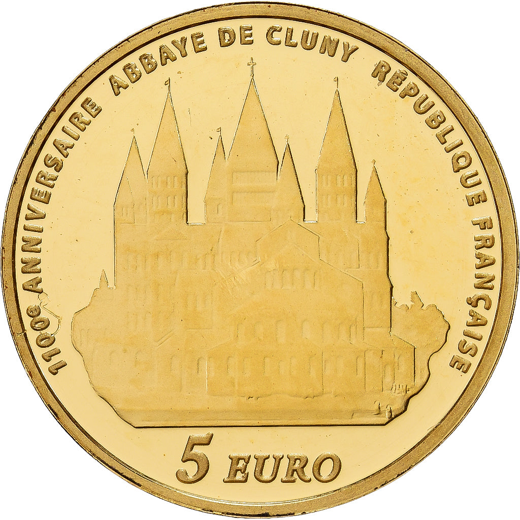 Frankrijk, 5 Euro, Abbaye de Cluny, 2010, Goud, FDC
