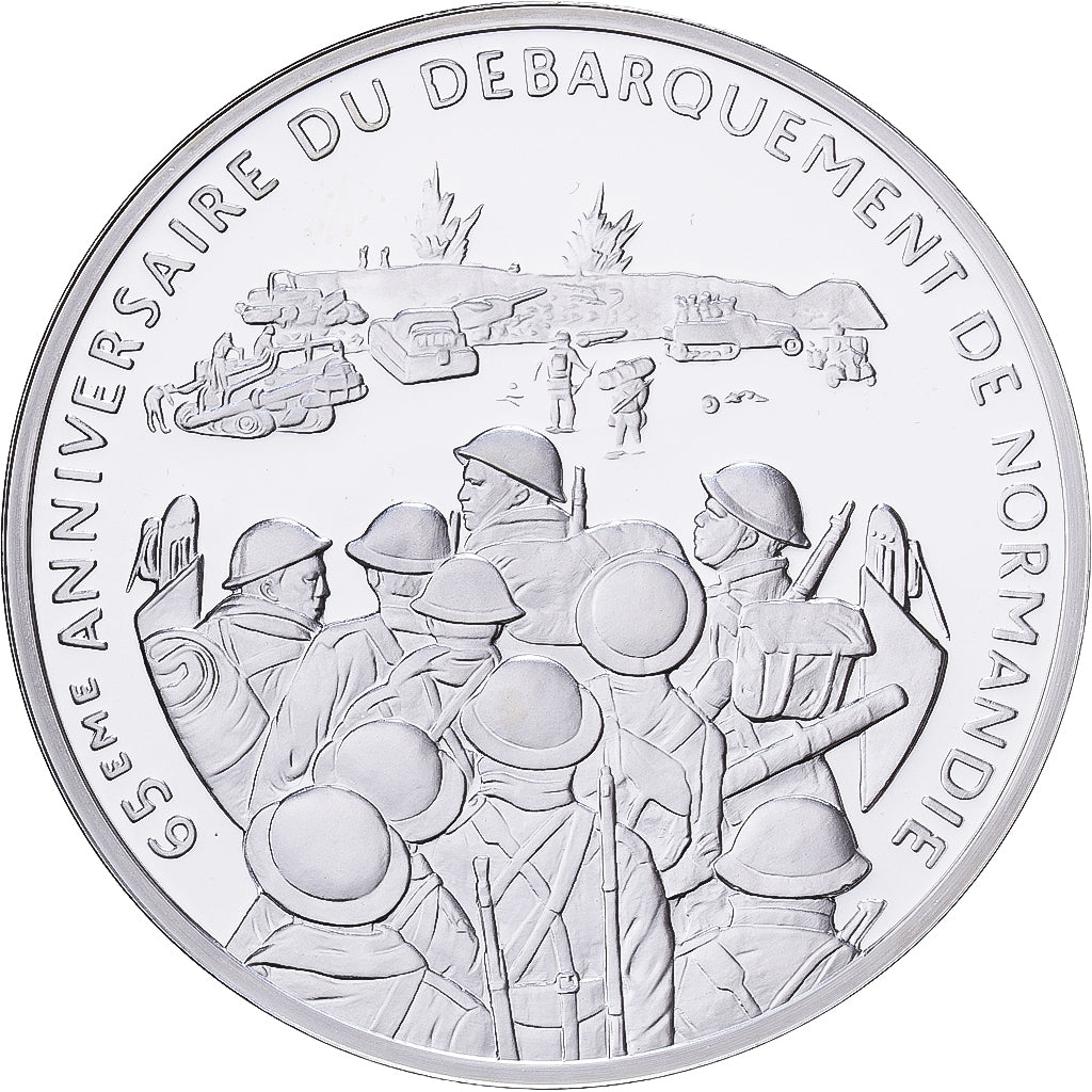 Francia, medalla, 65ème Anniversaire du Débarquement de Normandie, Plata, FDC