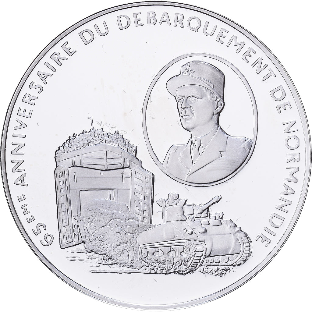 Francia, medalla, 65ème Anniversaire du Débarquement de Normandie, Plata, FDC