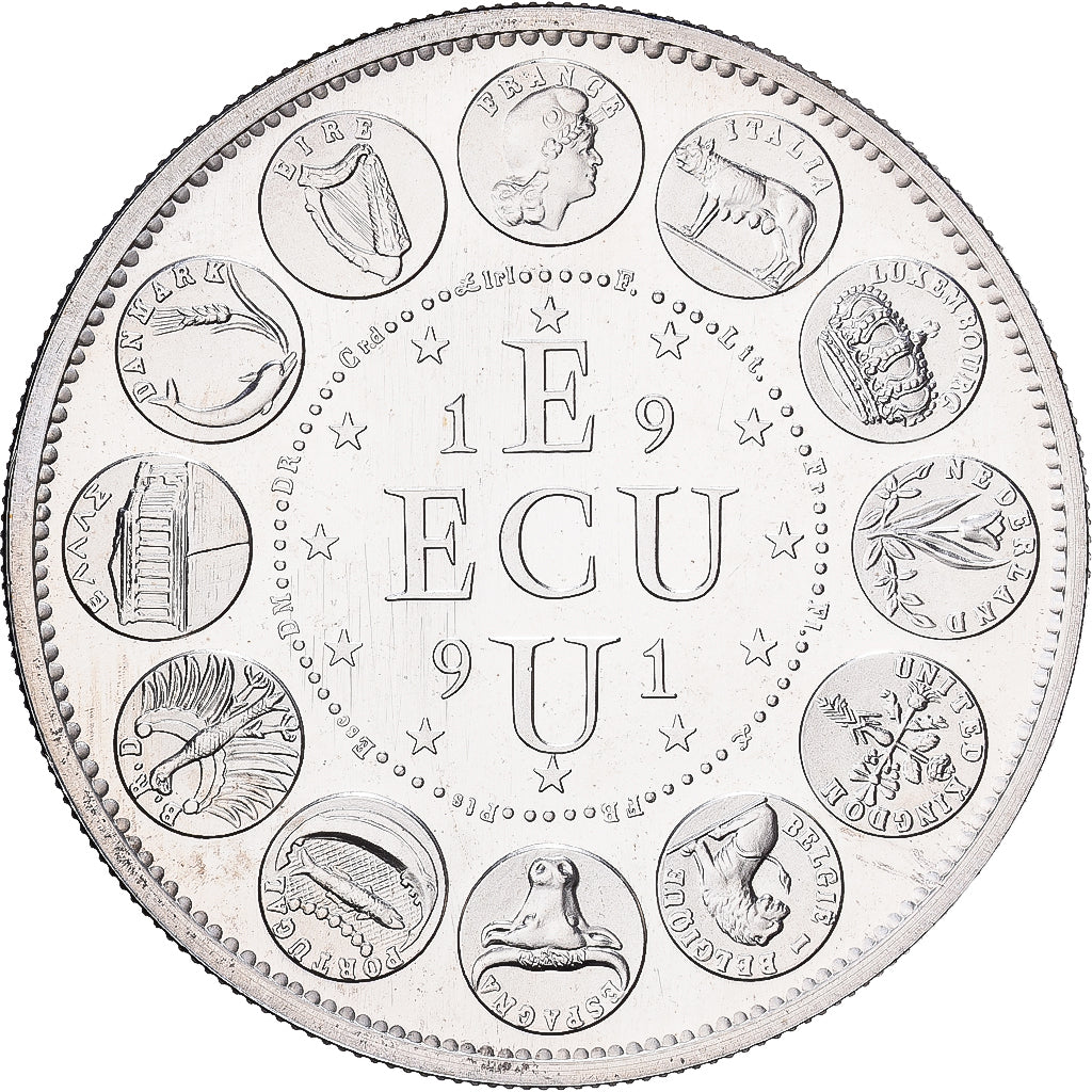 France, Medal, Ecu Europa, Marianne, 1991, Silver, Rodier, MS(65-70)