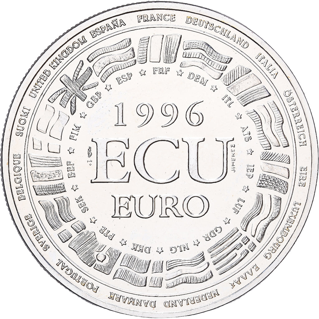 França, medalha, Ecu Europa, 1996, Prata, Jimenez, MS(65-70)