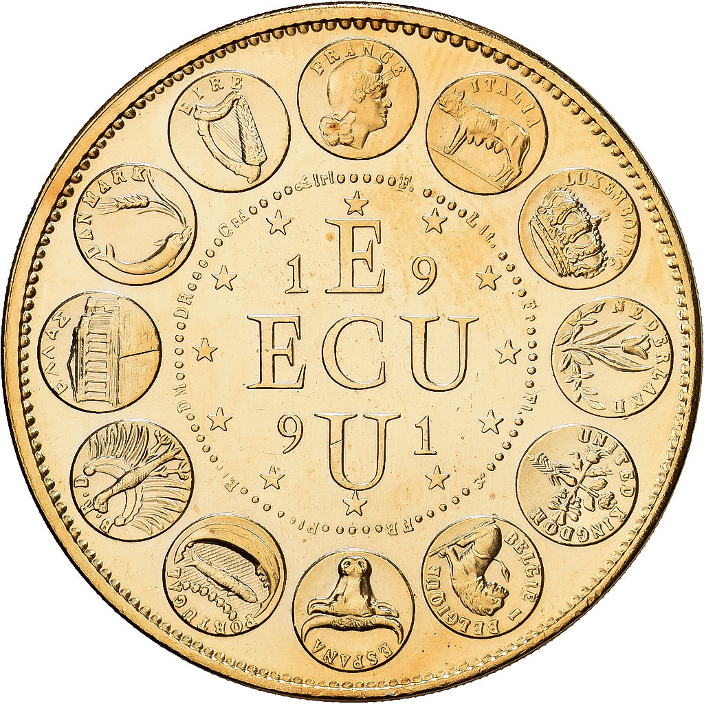 France, Médaille, Ecu Europa, Marianne, 1991, MDP, Cupronickel doré, FDC