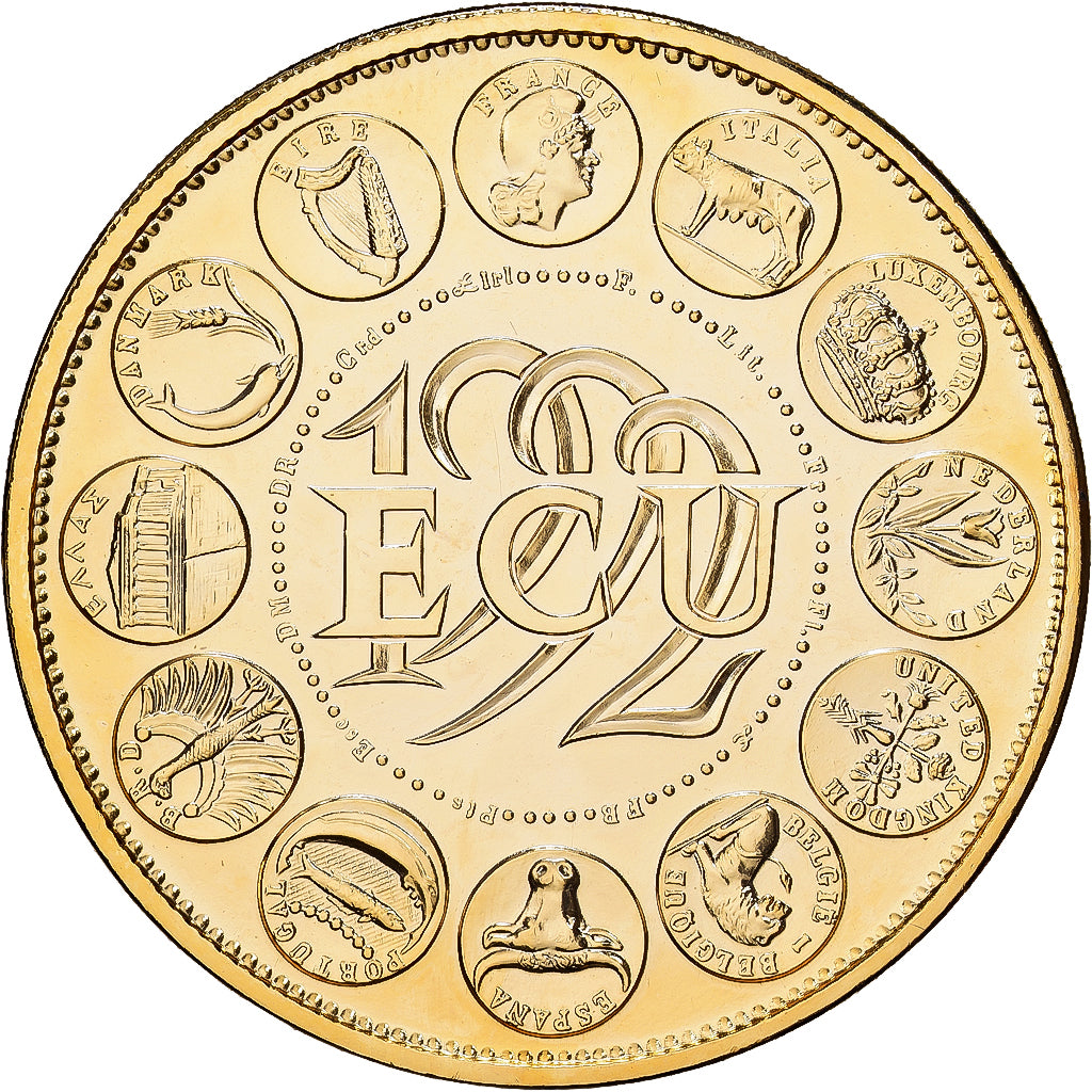 France, Médaille, Ecu Europa, Marianne, 1992, MDP, Cupronickel doré, FDC