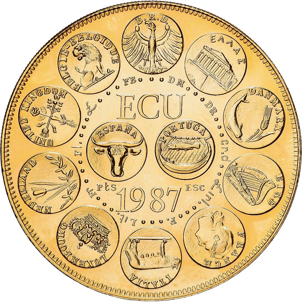 Francia, medaglia, Ecu Europa, Marianne, 1987, MDP, Doratura in rame-nichel