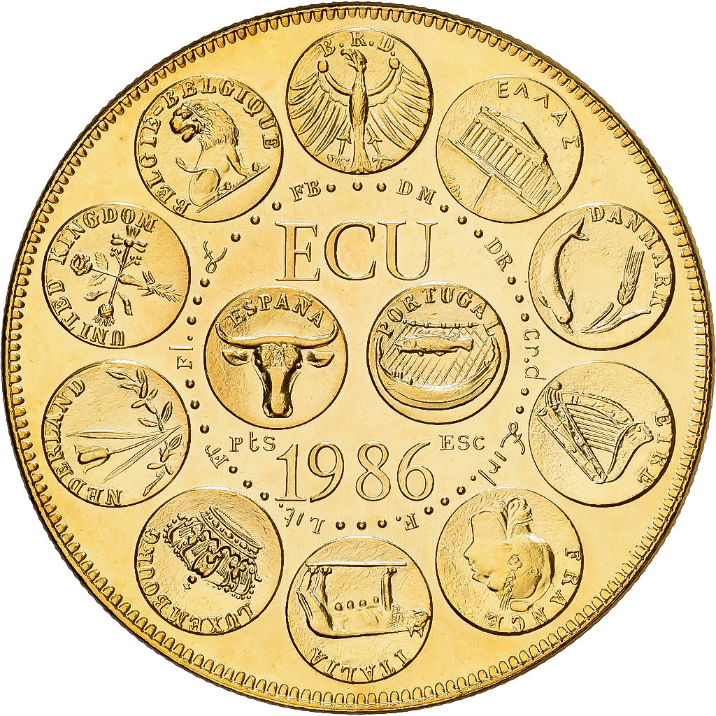 Frankreich, Medaille, Ecu Europa, Marianne, 1986, MDP, Copper-Nickel Gilt