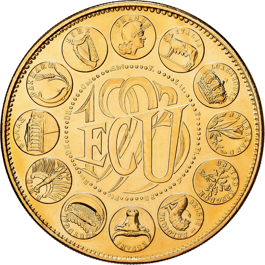 Frankreich, Medaille, Ecu Europa, Marianne, 1993, MDP, Copper-Nickel Gilt