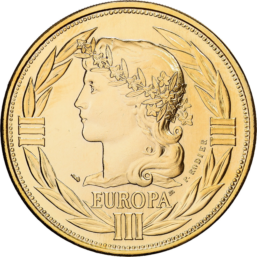Frankrijk, Medaille, Ecu Europa, Marianne, 1990, MDP, Copper-Nickel Gilt