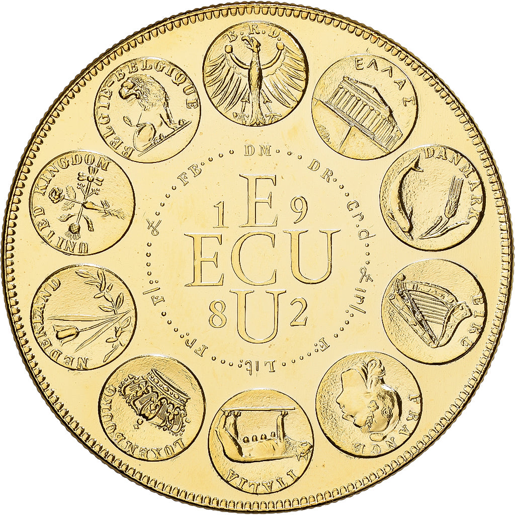 Frankrijk, Medaille, Ecu Europa, Europe Assise, 1982, MDP, Copper-Nickel Gilt