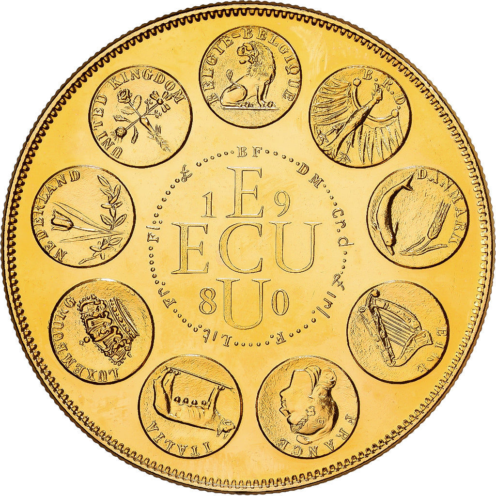 Francia, medaglia, Ecu Europa, Europe Assise, 1980, MDP, Doratura in