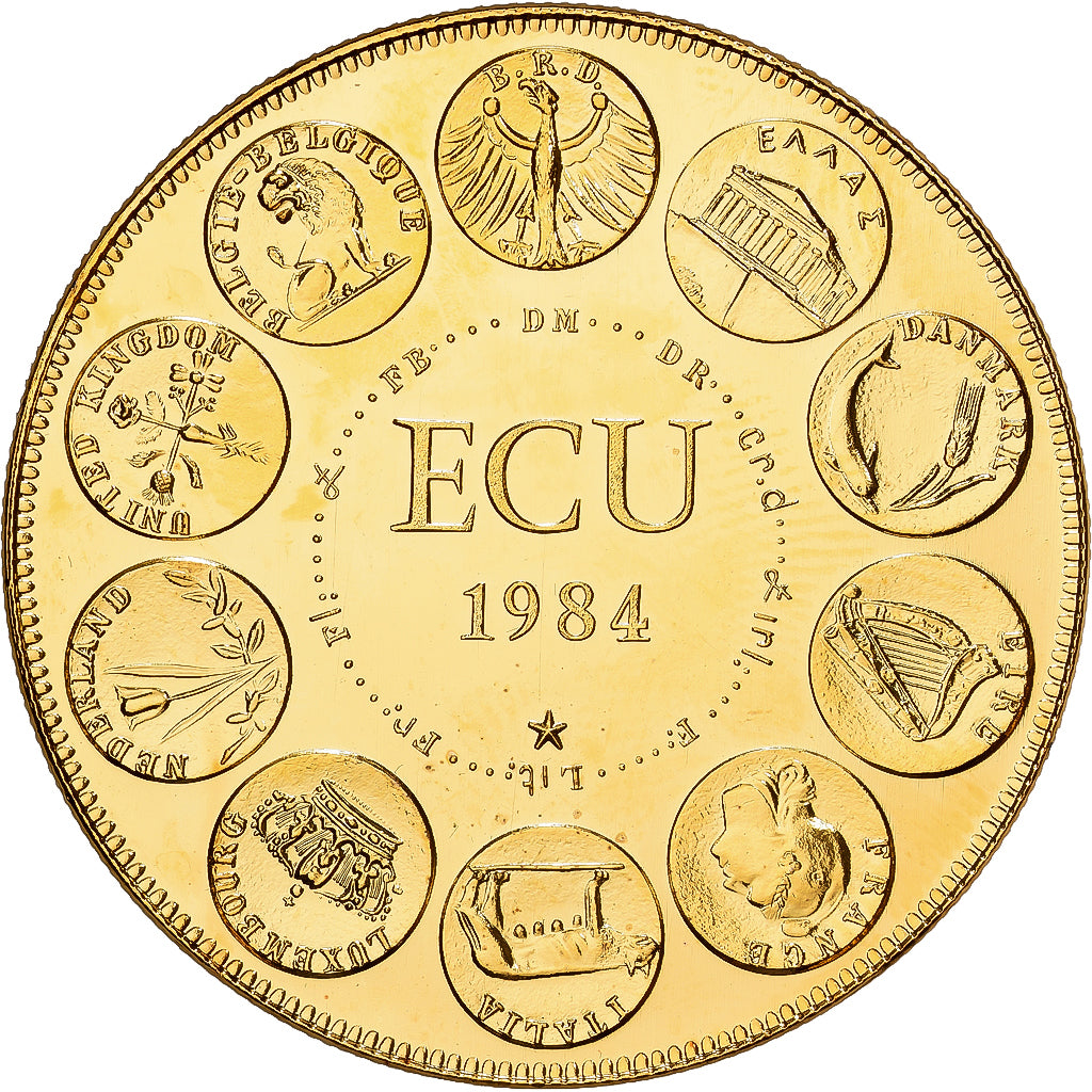 Francia, medaglia, Ecu Europa, Europe Assise, 1984, MDP, Doratura in
