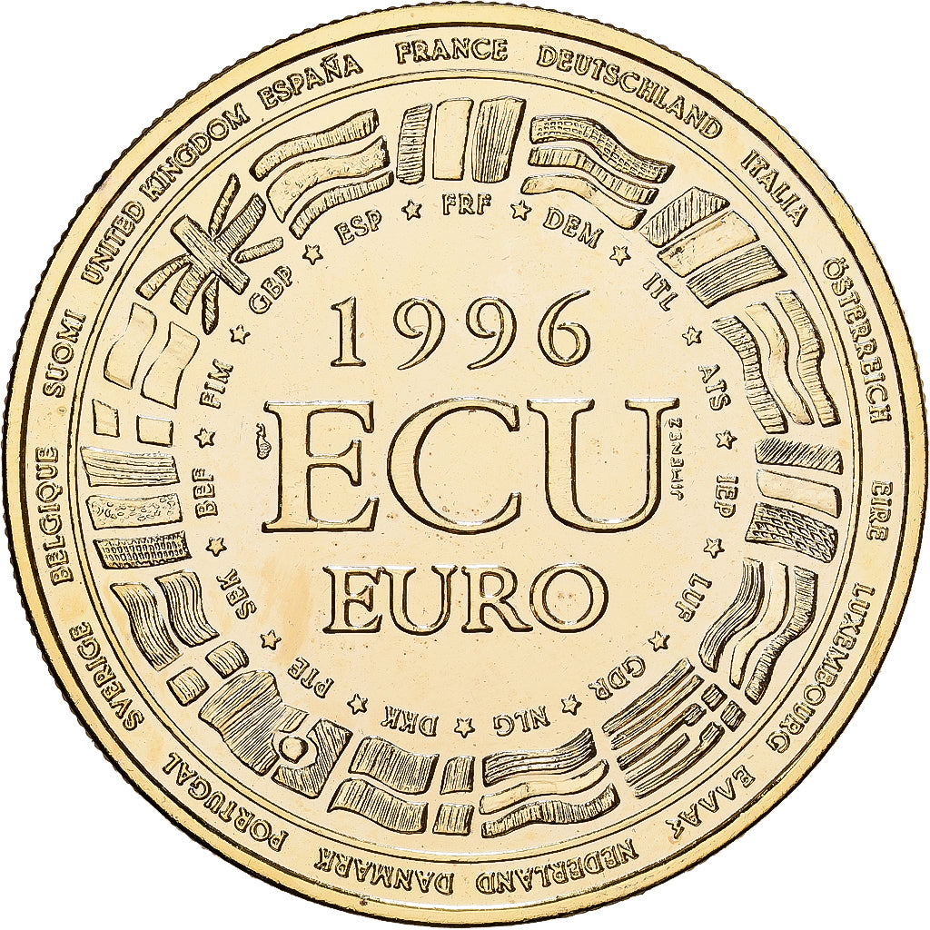 France, Medal, Ecu Europa, 1996, MDP, Copper-Nickel Gilt, Jimenez, MS(65-70)