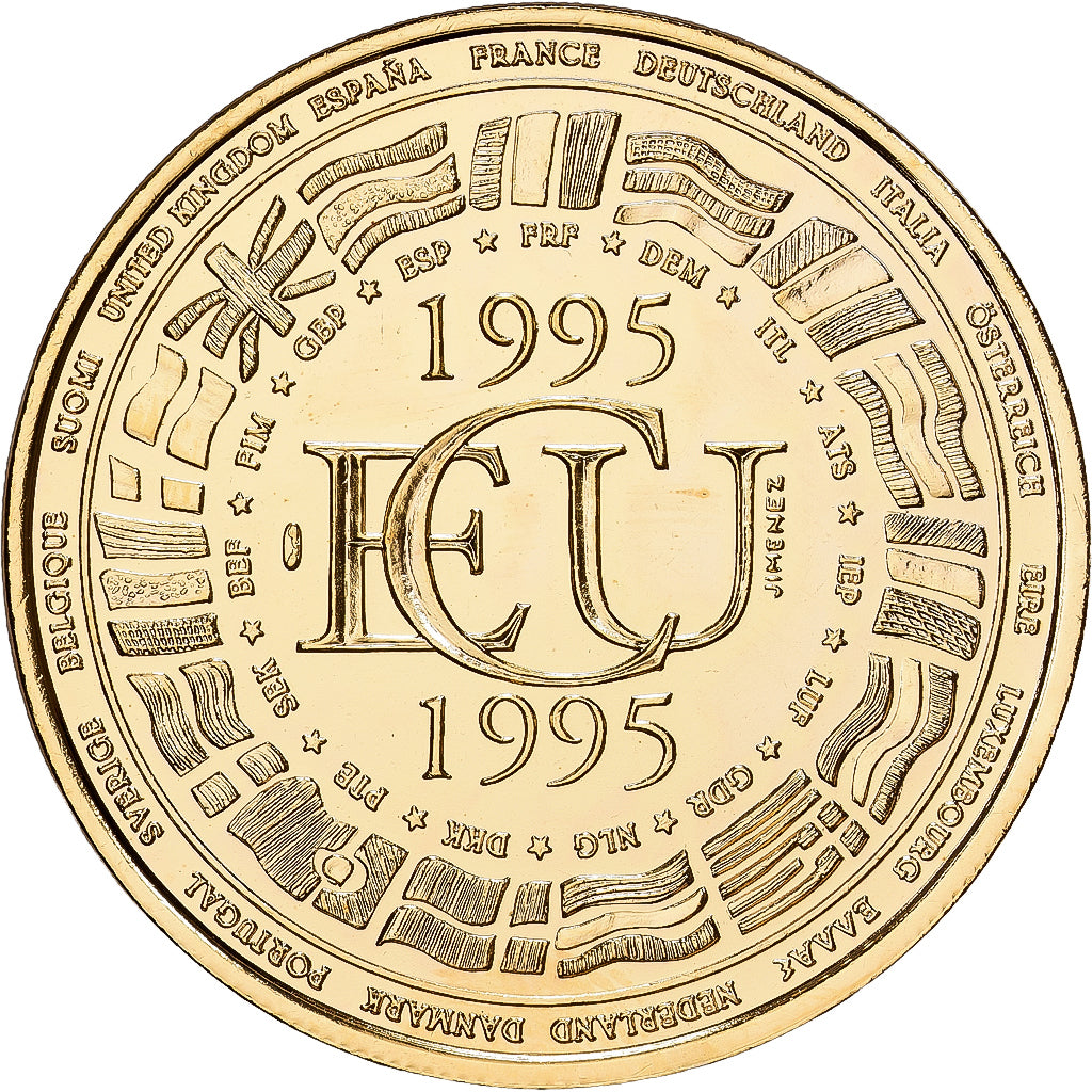 France, Medal, Ecu Europa, 1995, MDP, Copper-Nickel Gilt, Jimenez, MS(65-70)