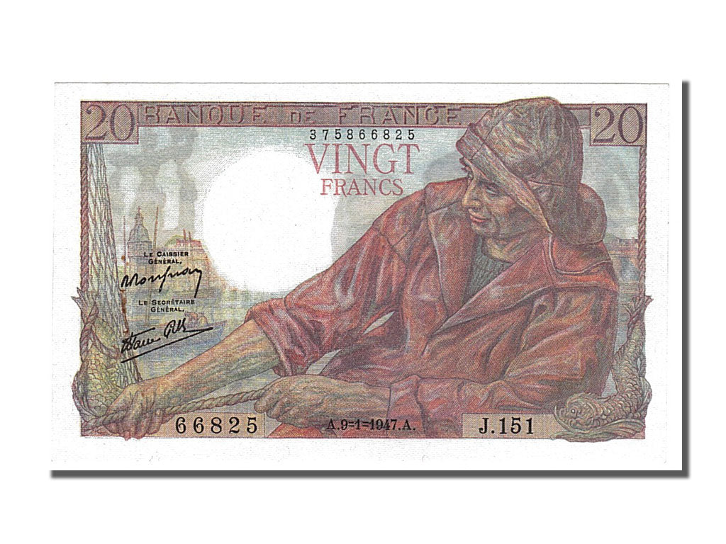 Banknote, France, 20 Francs, 20 F 1942-1950 ''Pêcheur'', 1947, 1947-01-09