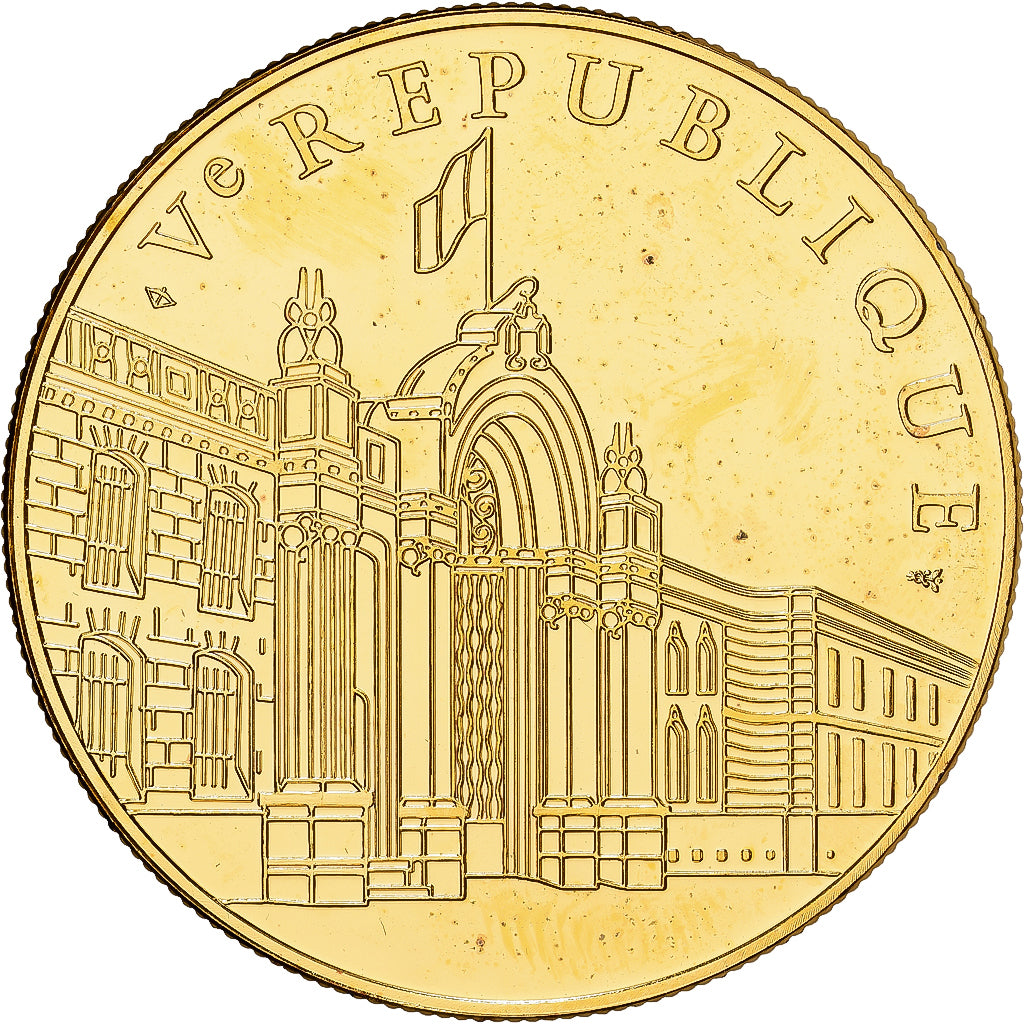 França, medalha, Ve République, Jacques Chirac, 1995, Cobre-Níquel Dourado