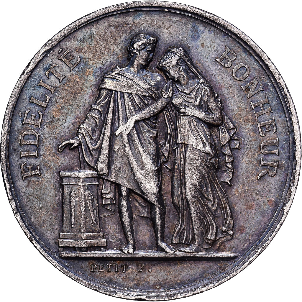 France, Medal, Mariage, Fidélité Bonheur, Silver, Petit, EF(40-45)