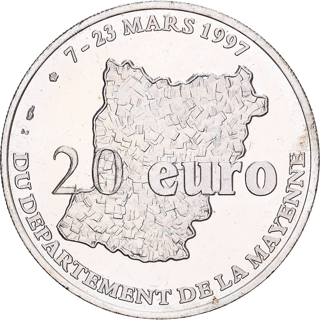 Francia, 20 Euro, Département de la Mayenne, 1997, Plata, SC