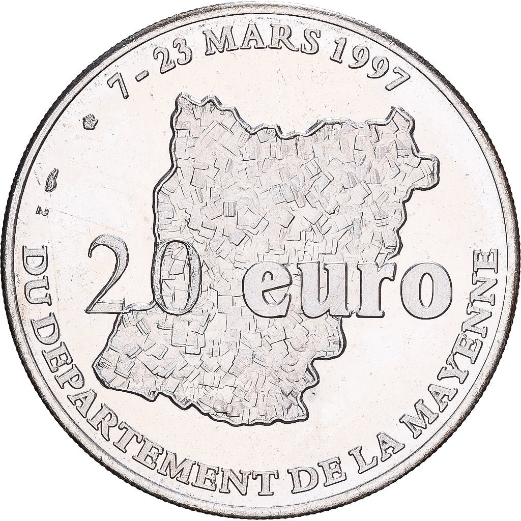 Francia, 20 Euro, Château-Gontier, Les Ursulines, 1997, Argento, SPL