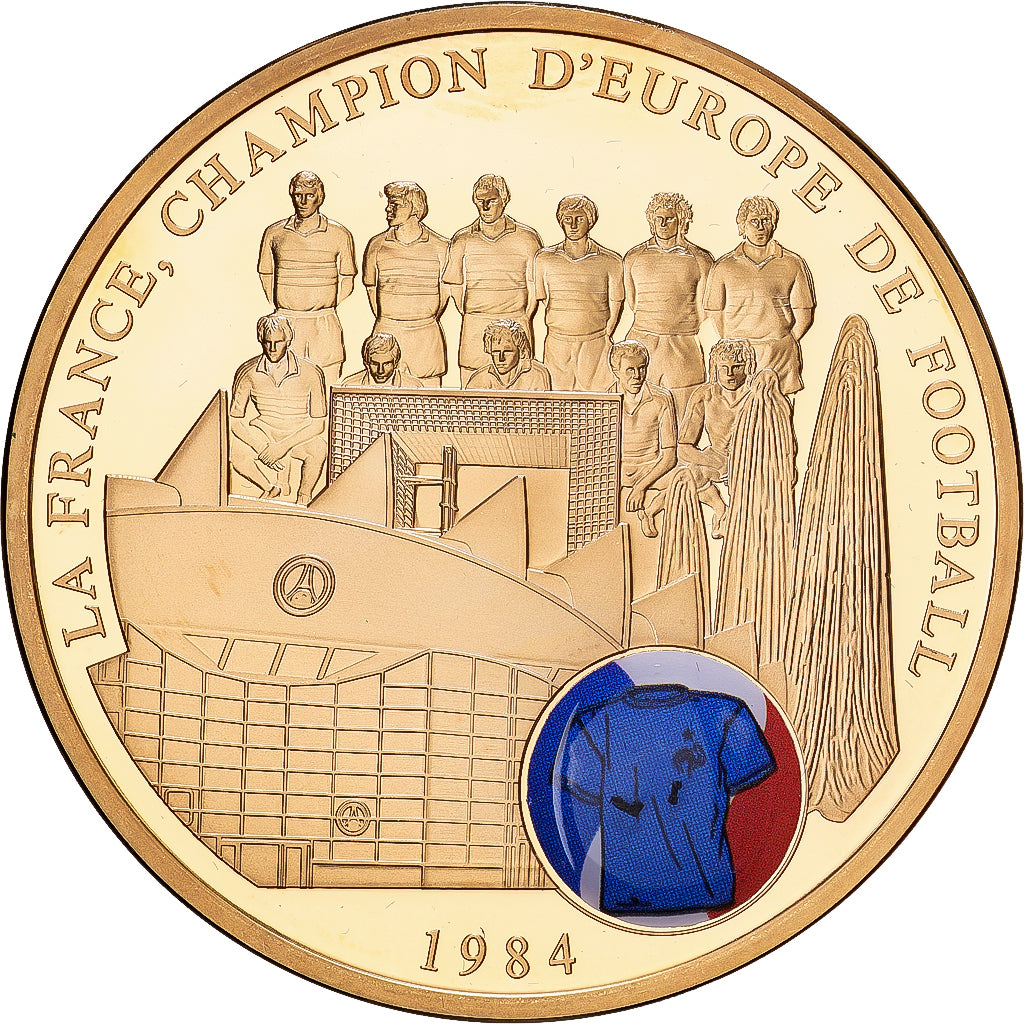 France, Medal, Football, la France, Champion d'Europe, 1984, Copper Gilt, MS(63)