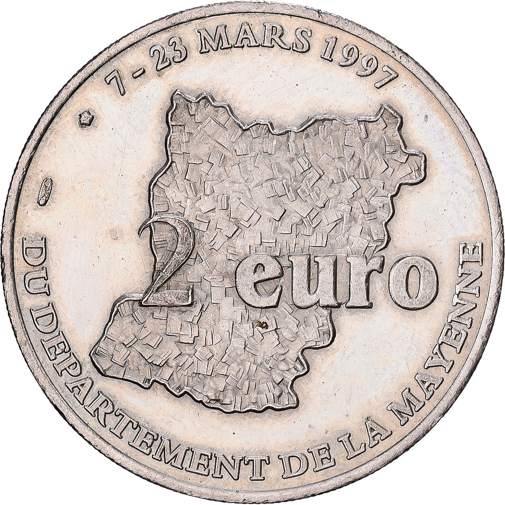 France, 2 Euro, Département de la Mayenne, 1997, SUP