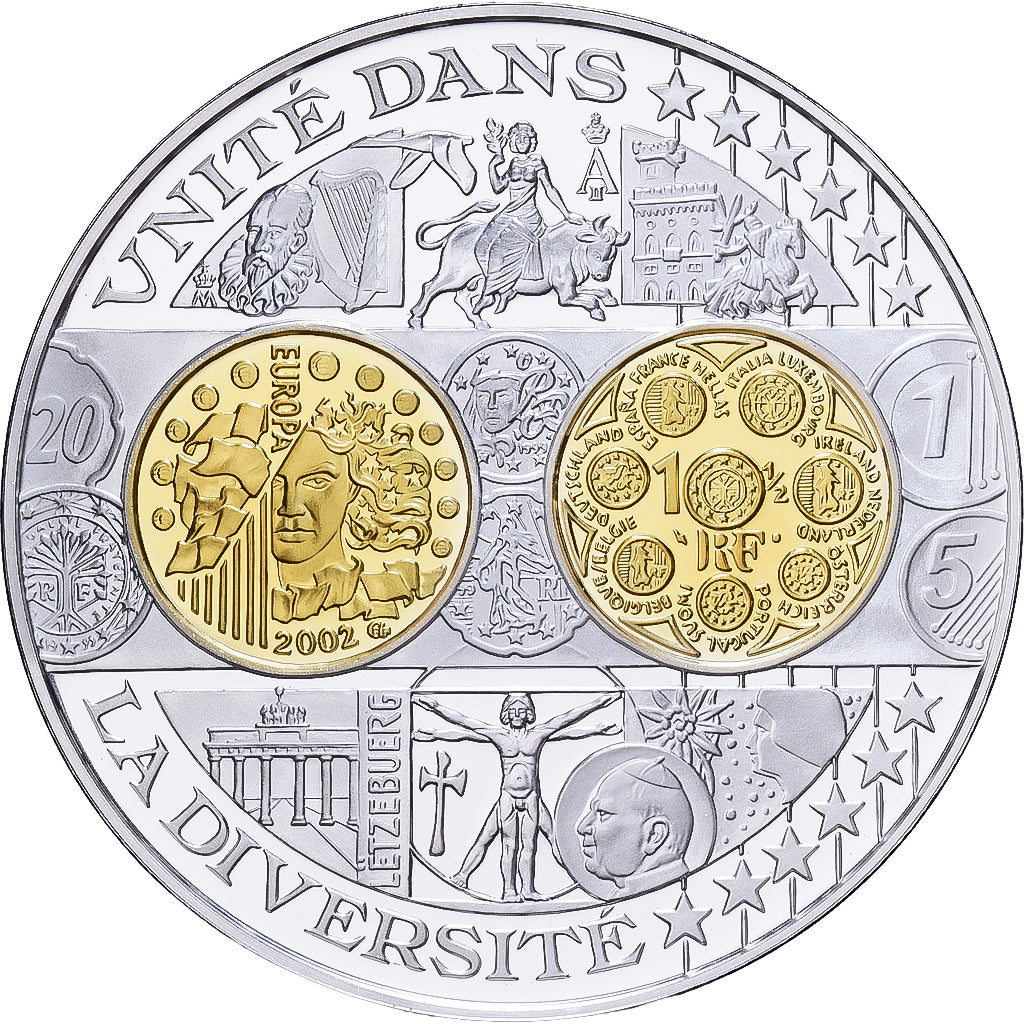 Francia, medalla, Histoire Monétaire, Unité dans la Diversité, Plata, FDC
