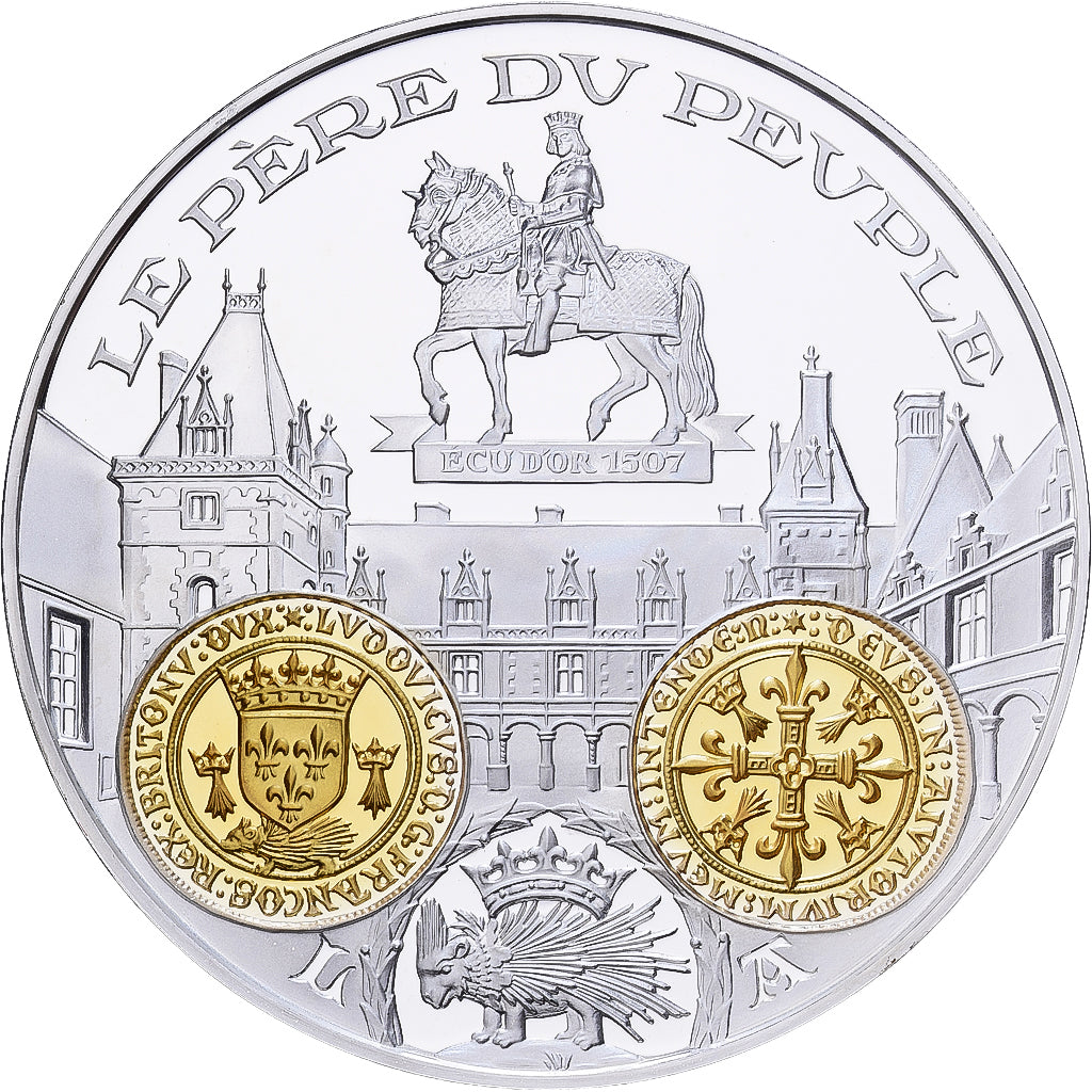Francia, medalla, Histoire Monétaire, Ecu d'Or au Porc-Epic, Louis XII, Plata