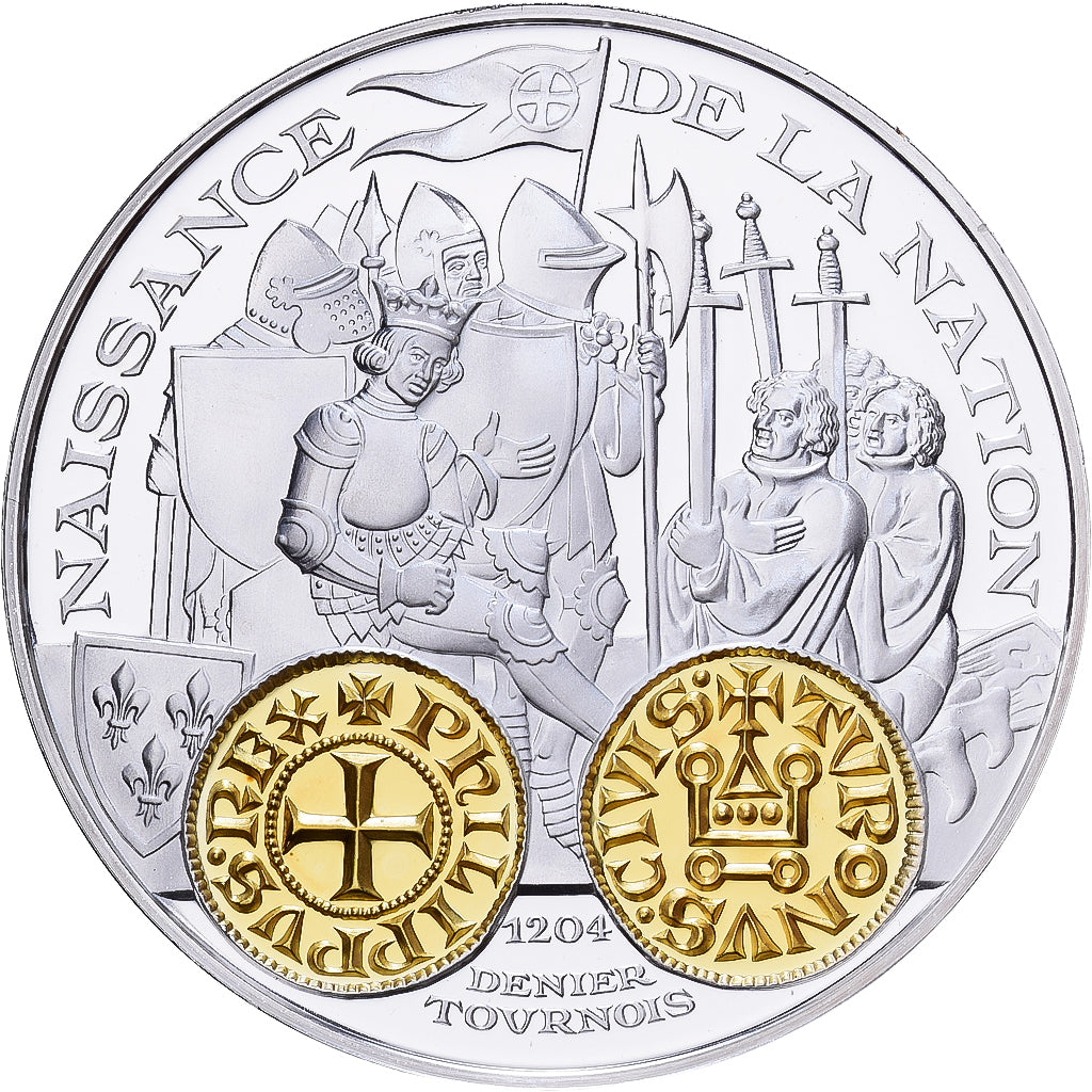 Francia, medalla, Histoire Monétaire, Denier Tournois, Plata, FDC