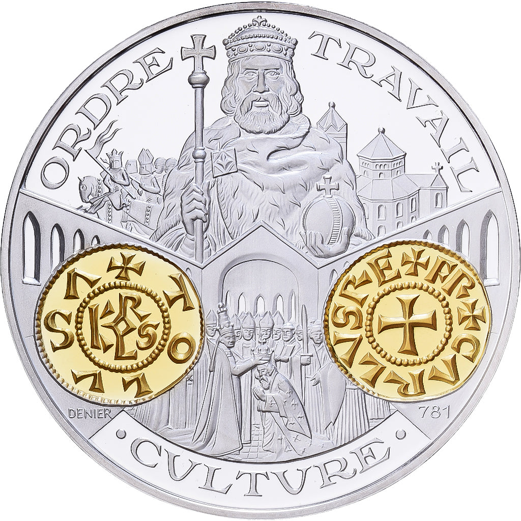 France, Medal, Histoire Monétaire, Denier Carolingien, Silver, MS(65-70)