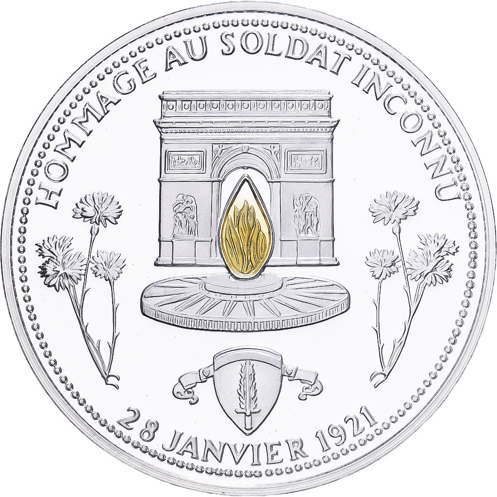 France, Médaille, Hommage au soldat inconnu, Argent, FDC
