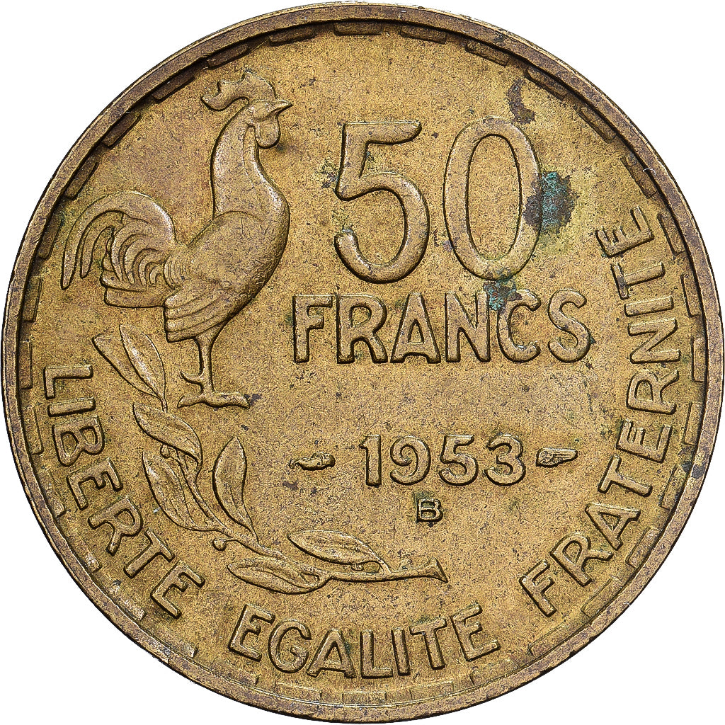 Frankrijk, 50 Francs, 1953, Beaumont le Roger, Aluminum-Bronze, ZG