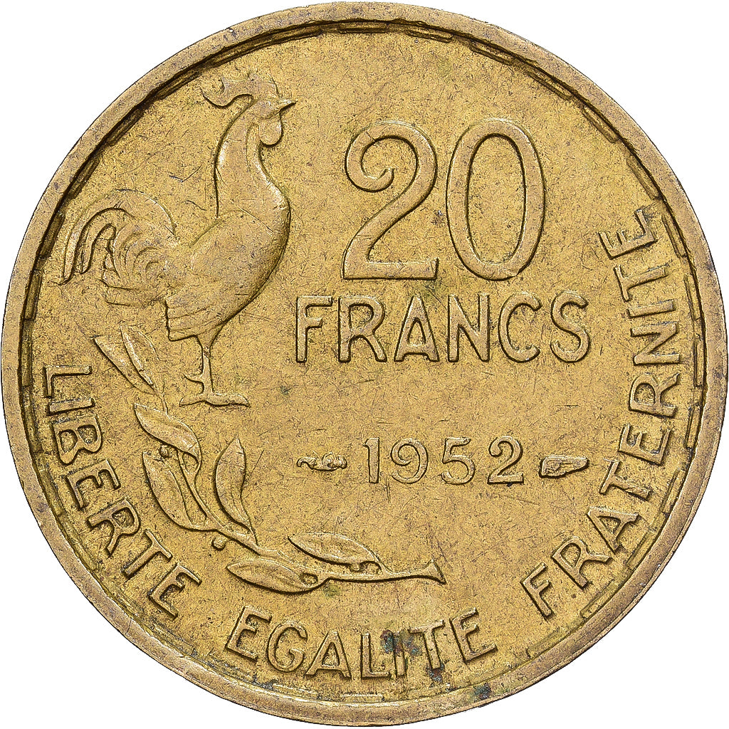 France, 20 Francs, Guiraud, 1952, Paris, Bronze-Aluminium, TTB+, Gadoury:865