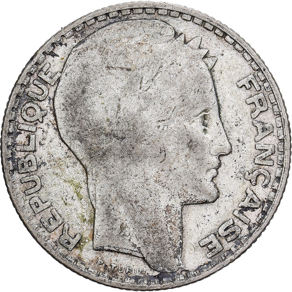 Francia, 10 Francs, Turin, 1930, Paris, Plata, BC+, KM:878
