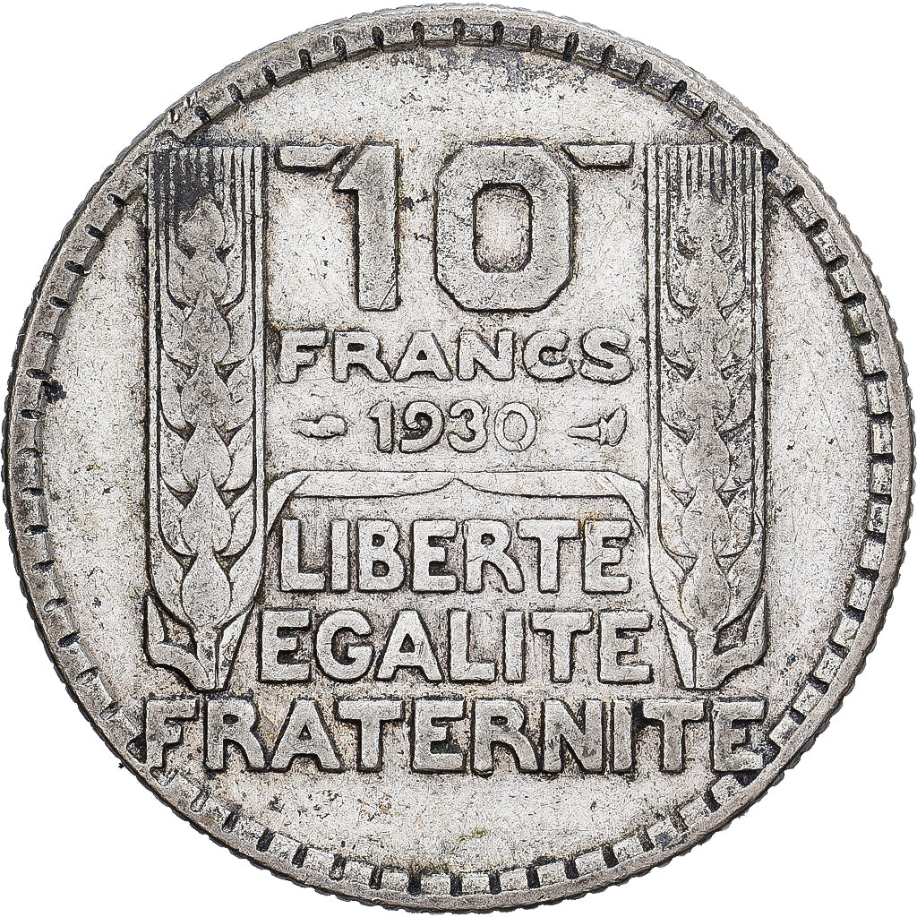 Francia, 10 Francs, Turin, 1930, Paris, Plata, BC+, KM:878