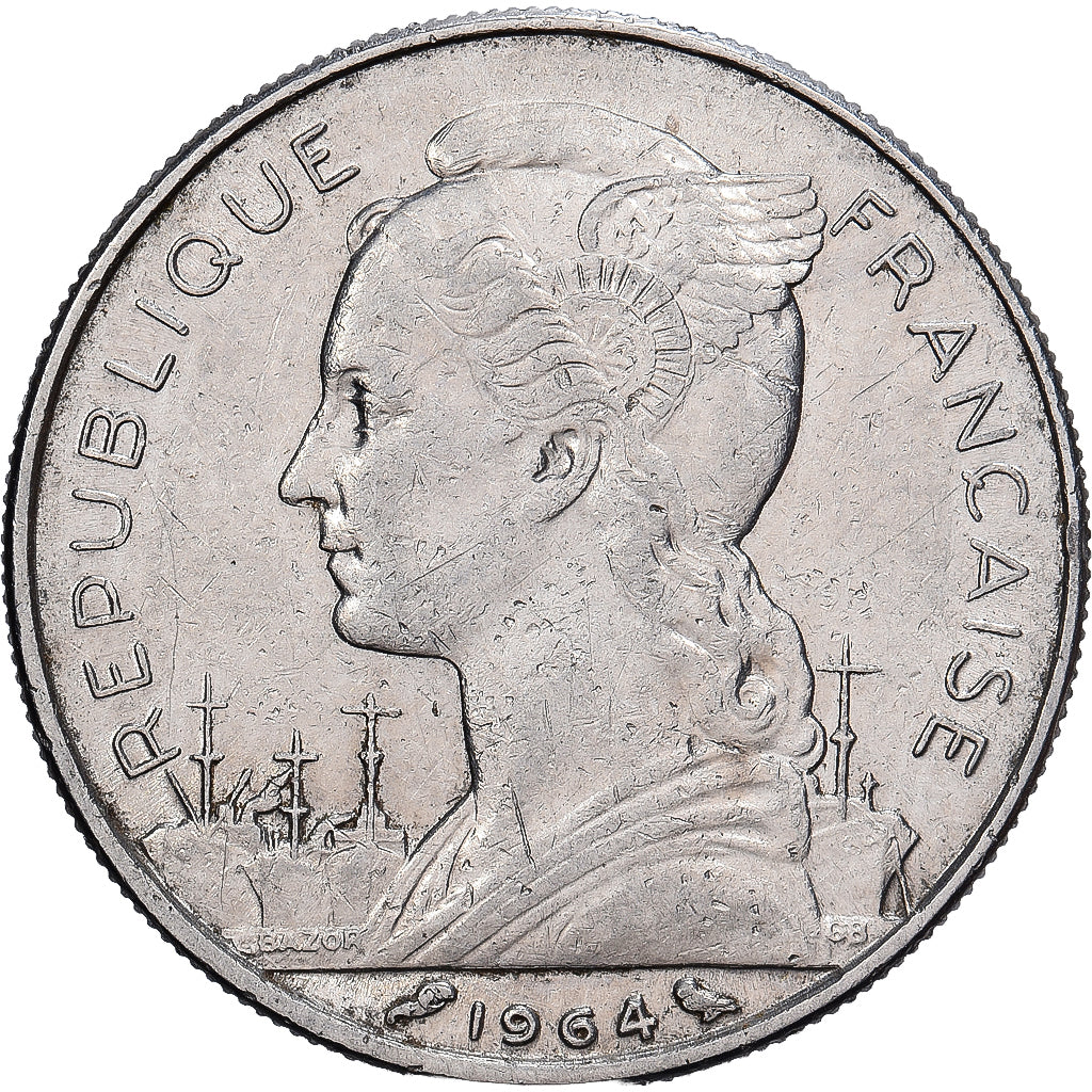 Réunion, 50 Francs, 1964, Nickel, ZF+, KM:12