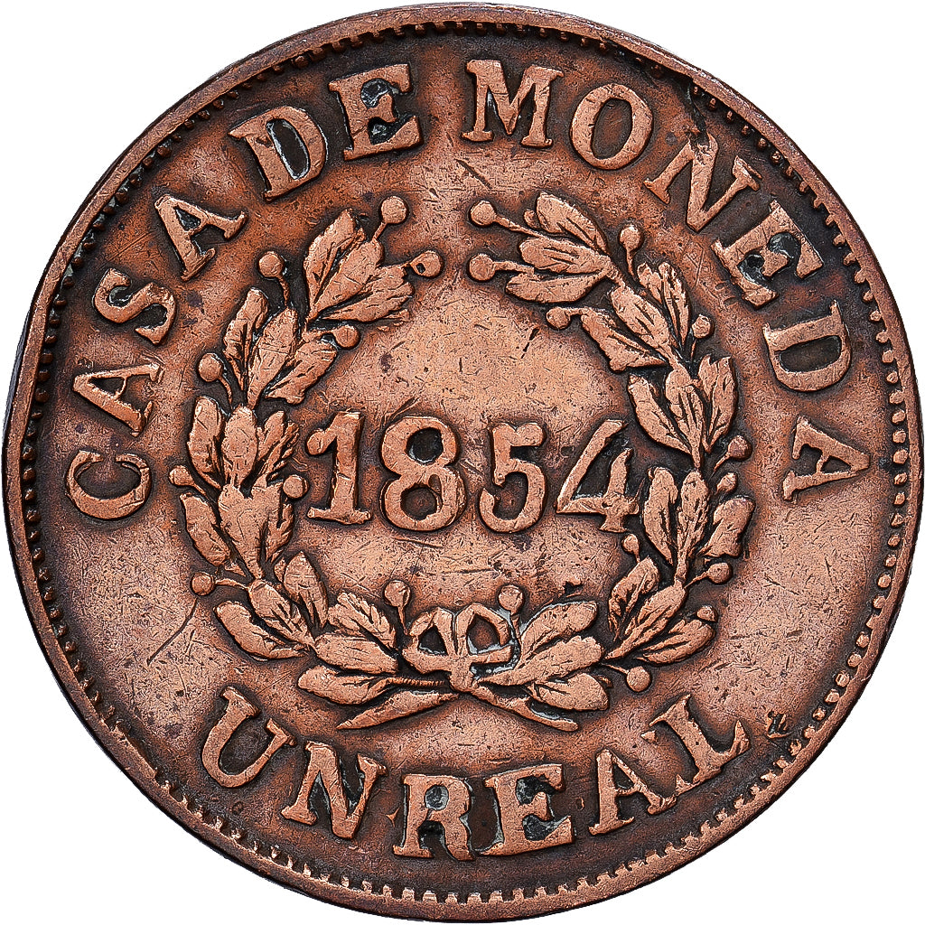Argentina, BUENOS AIRES, Real, 1854, Buenos Aires, Copper, VF(30-35), KM:10