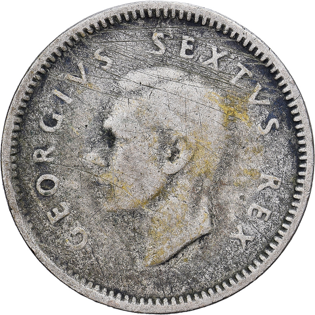 Sudafrica, George VI, 3 Pence, 1951, Argento, BB+, KM:35.2