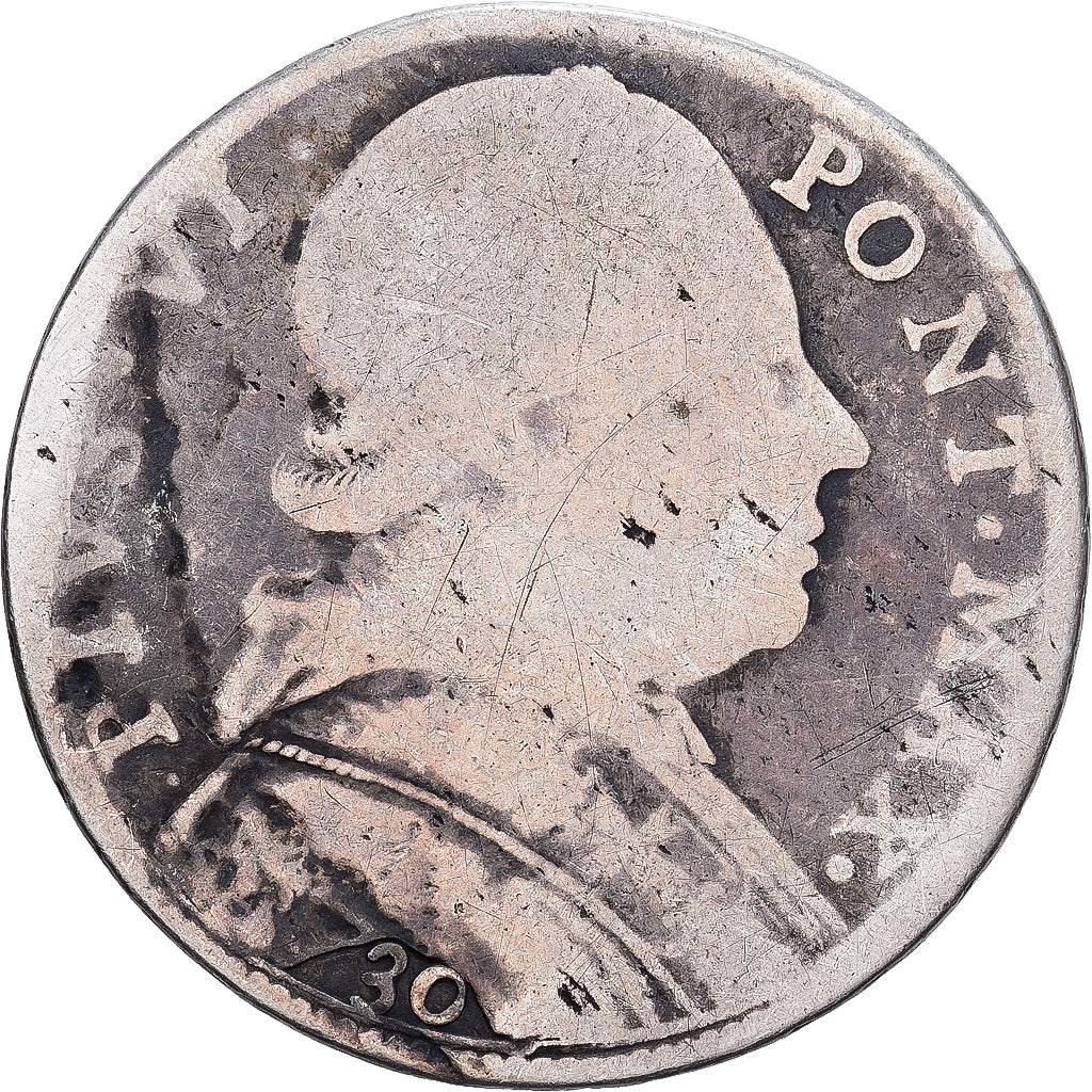 PAŃSTWO WATYKAŃSKIE, PAPAL STATES-BOLOGNA, Testone, Teston, 1785, Bologne
