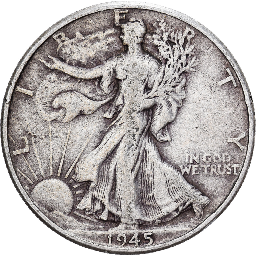 USA, Half Dollar, 1945, Philadelphia, Srebro, AU(50-53), KM:142
