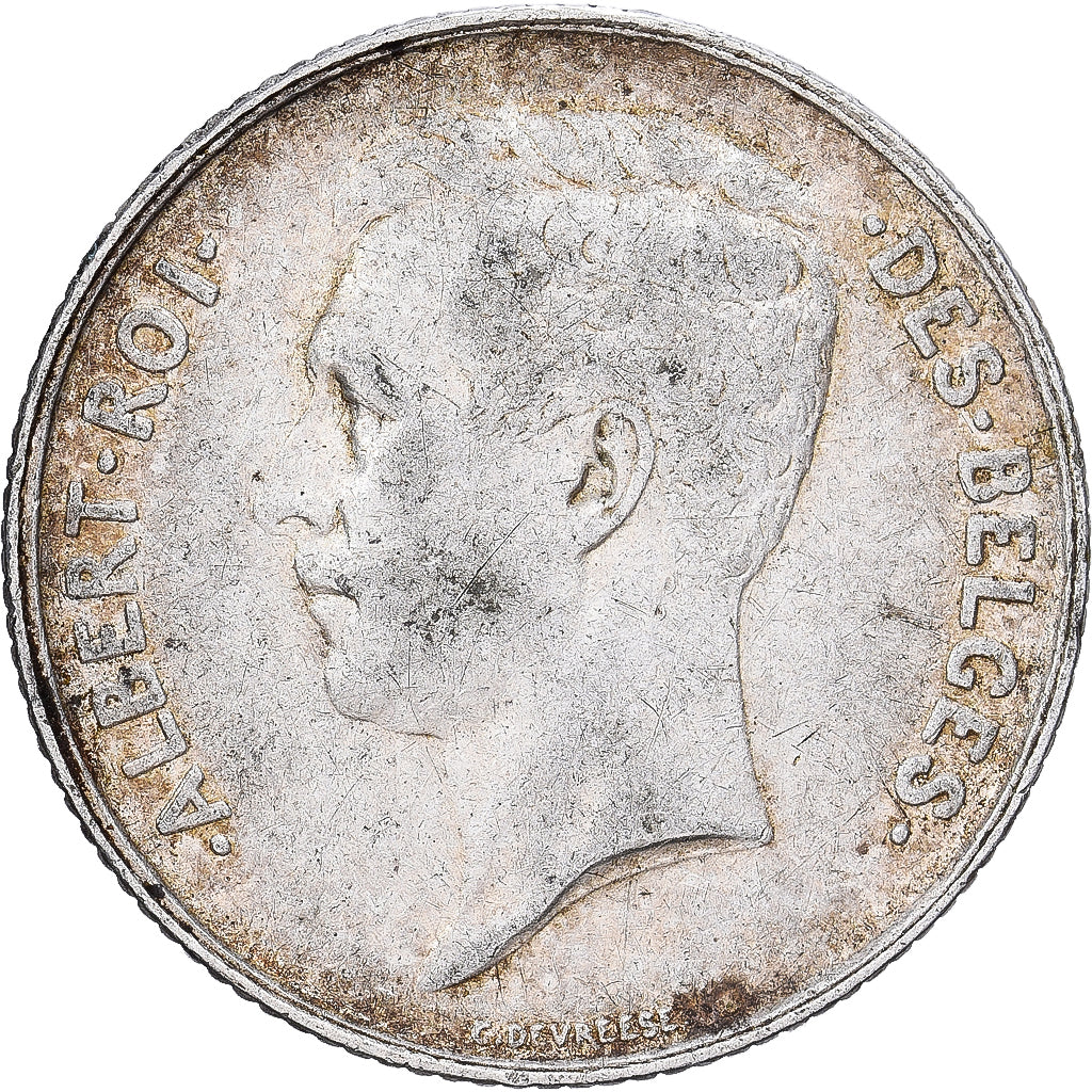 Belgia, Albert I, Franc, 1911, Brussels, Srebro, EF(40-45), KM:72