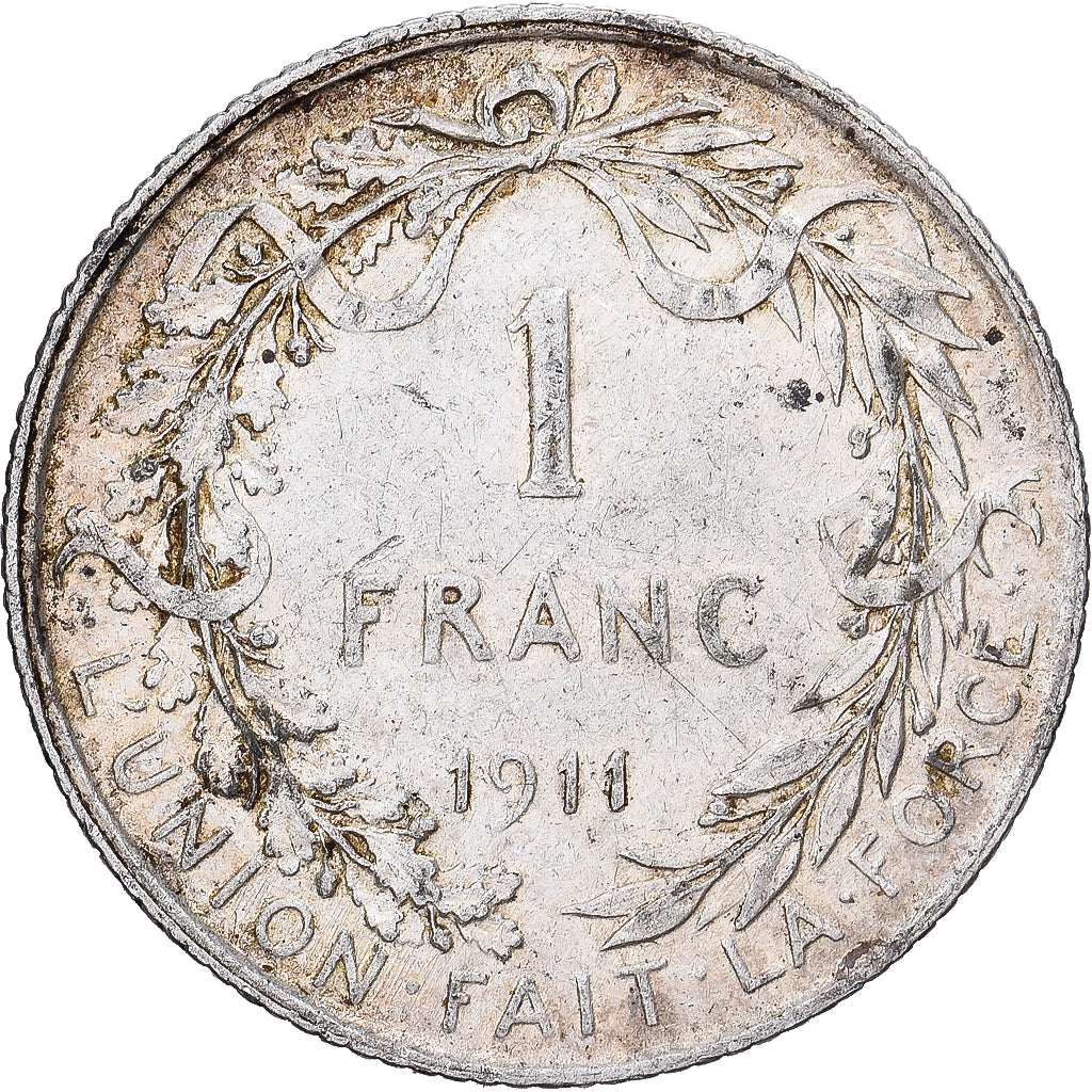 Belgia, Albert I, Franc, 1911, Brussels, Srebro, EF(40-45), KM:72