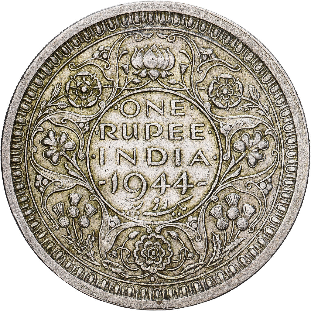 Britisch-Indien, George VI, Rupee, 1944, Bombay, Silber, SS, KM:557.1