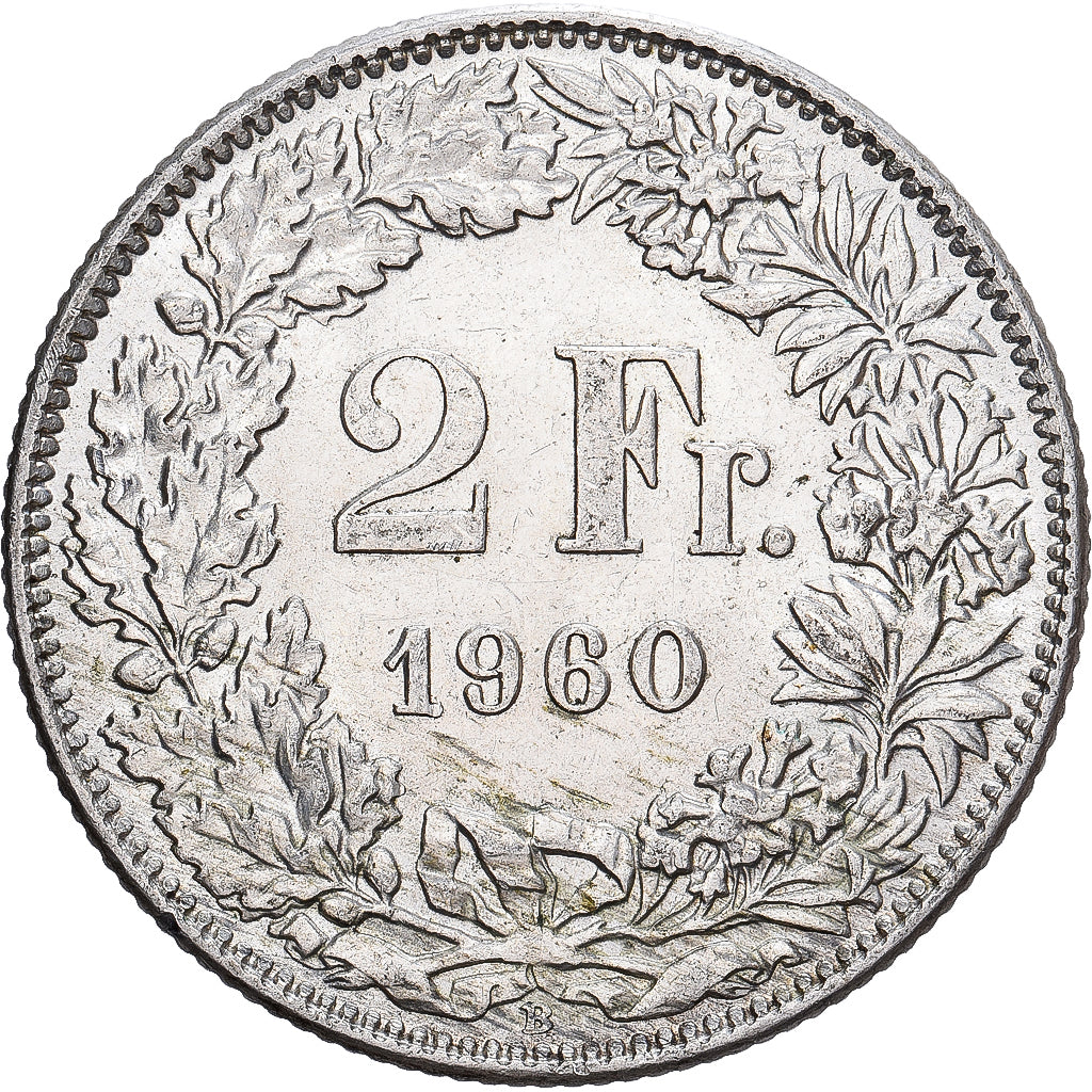 Schweiz, 2 Francs, 1960, Bern, Silber, VZ, KM:21