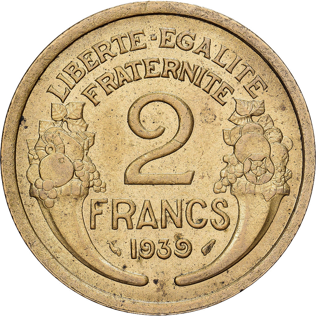 Frankrijk, 2 Francs, Morlon, 1939, Aluminum-Bronze, ZF, Gadoury:535, KM:886