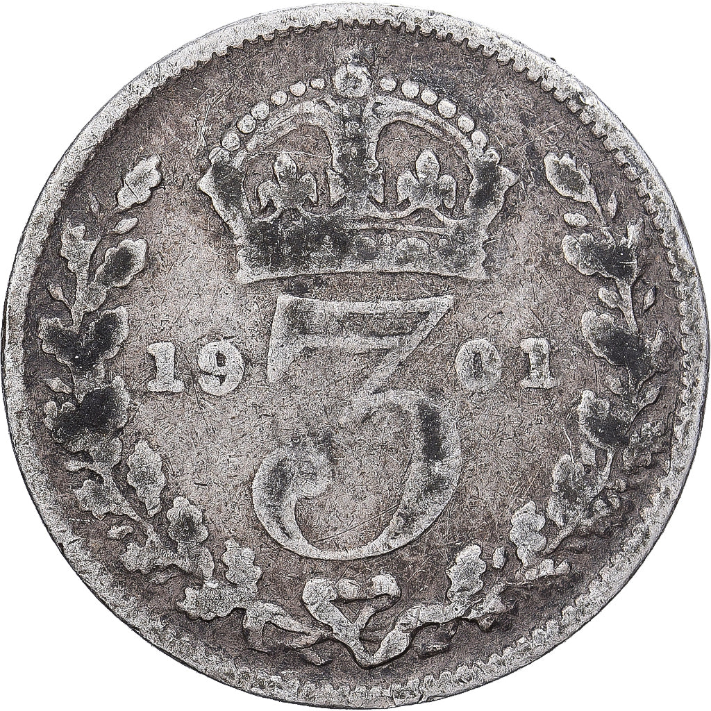 Grã-Bretanha, Victoria, 3 Pence, 1901, Prata, VF(30-35), KM:777