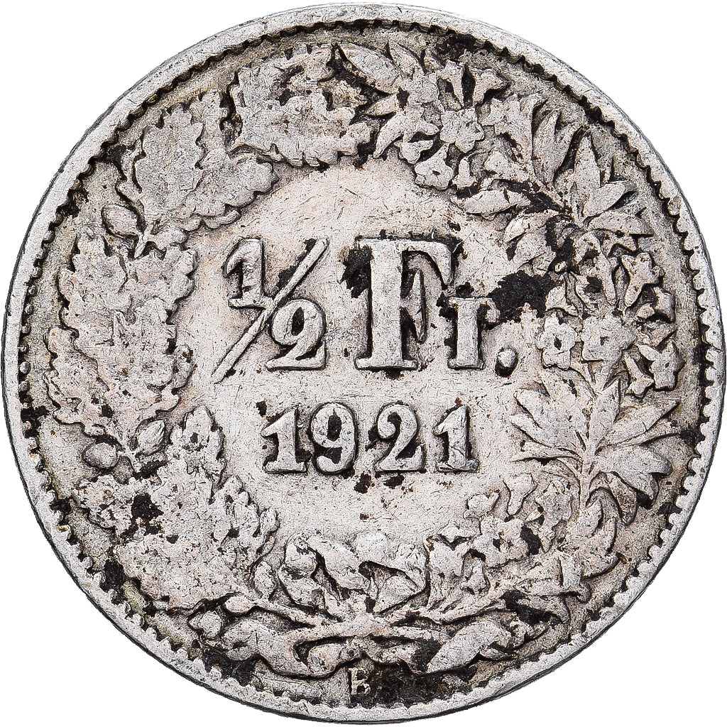 Moneta, Svizzera, 1/2 Franc, 1921, Bern, BB, Argento, KM:23