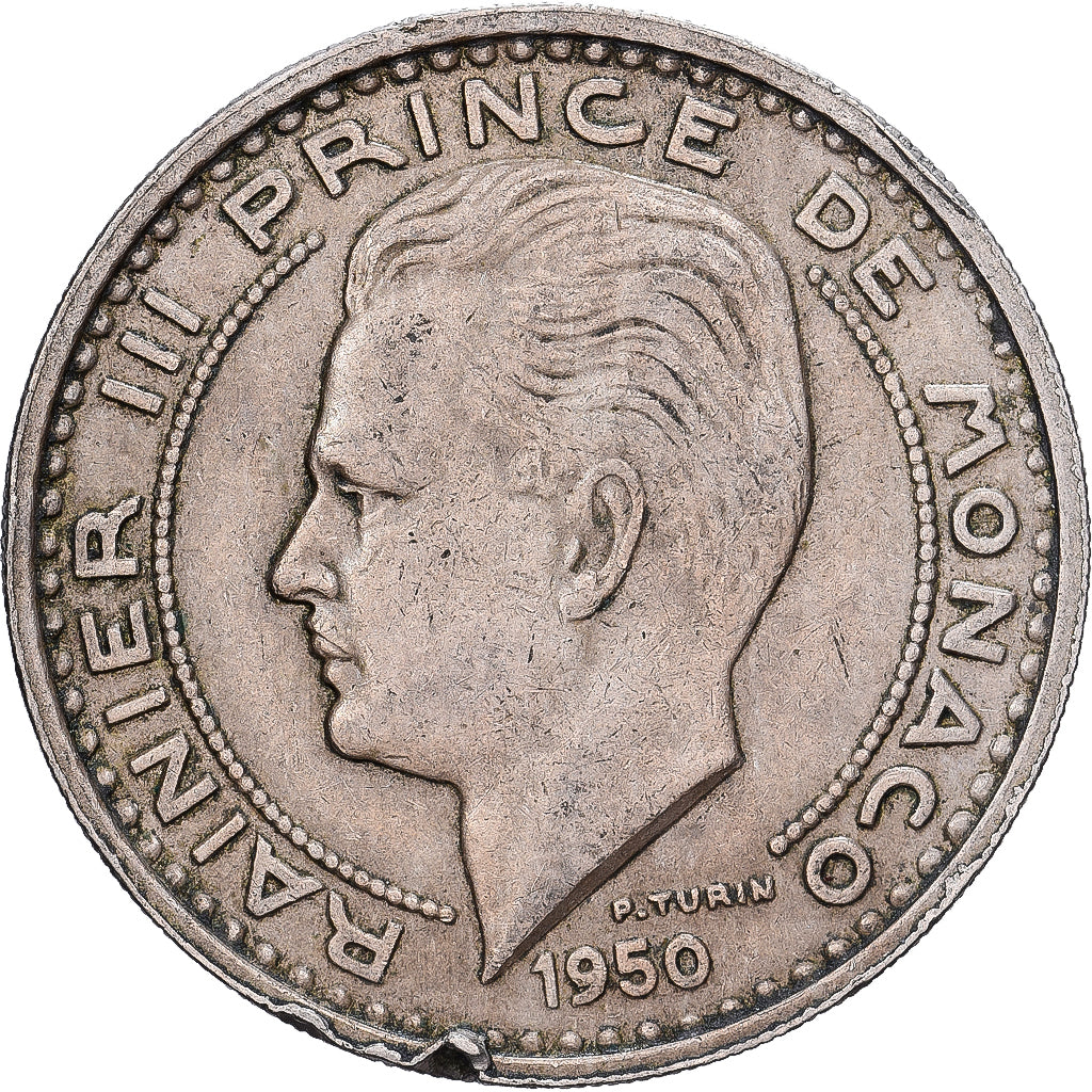 Monaco, Rainier III, 100 Francs, Cent, 1950, Copper-nickel, EF(40-45)