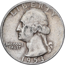 Estados Unidos, Quarter, Washington Quarter, 1953, U.S. Mint, Plata, BC+, KM:164