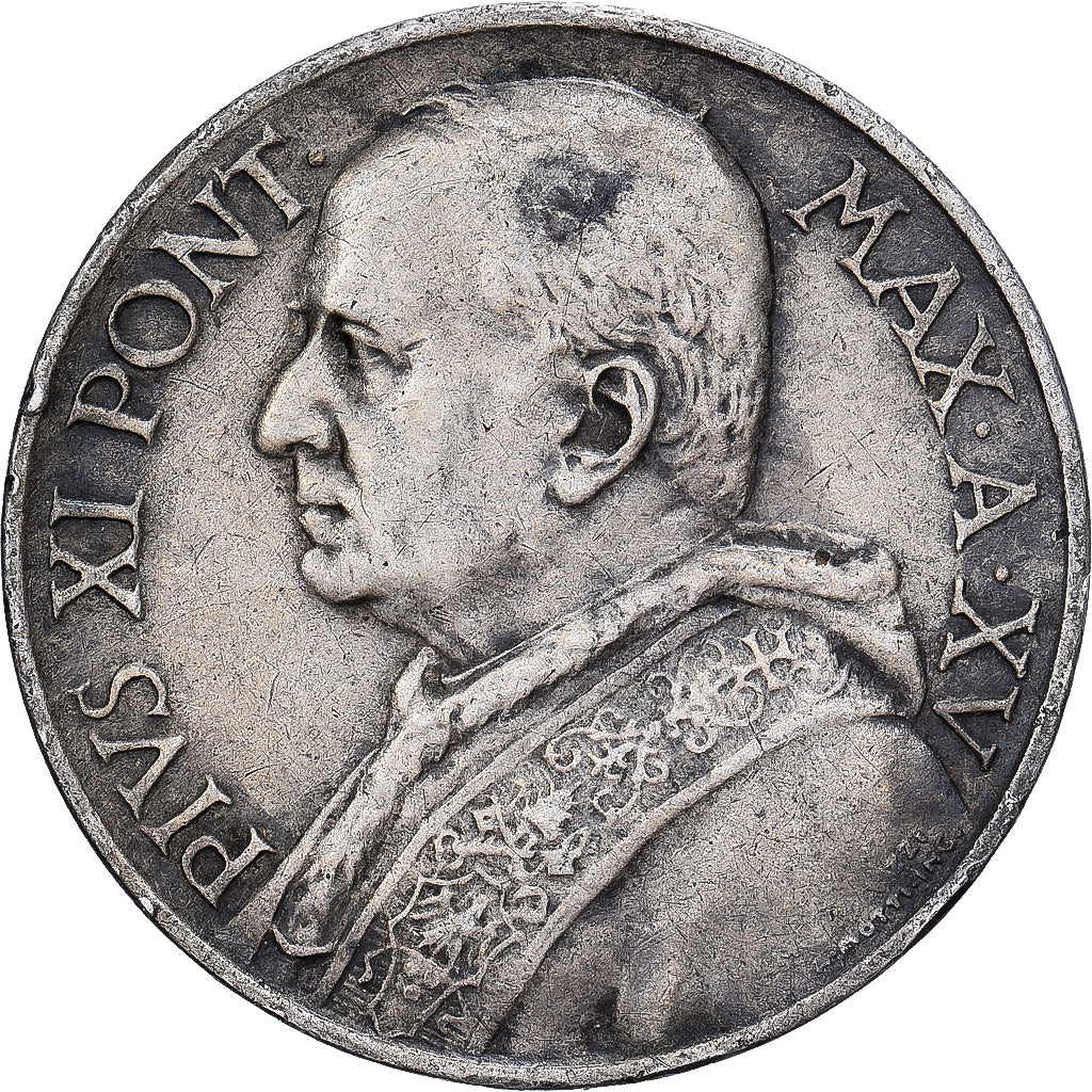 Vatican, Pius XI, 5 Lire, 1936, Rome, Silver, AU(50-53), KM:7