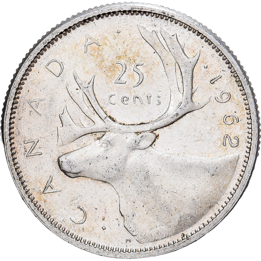 Canadá, Elizabeth II, 25 Cents, 1962, Royal Canadian Mint, Plata, MBC+, KM:52